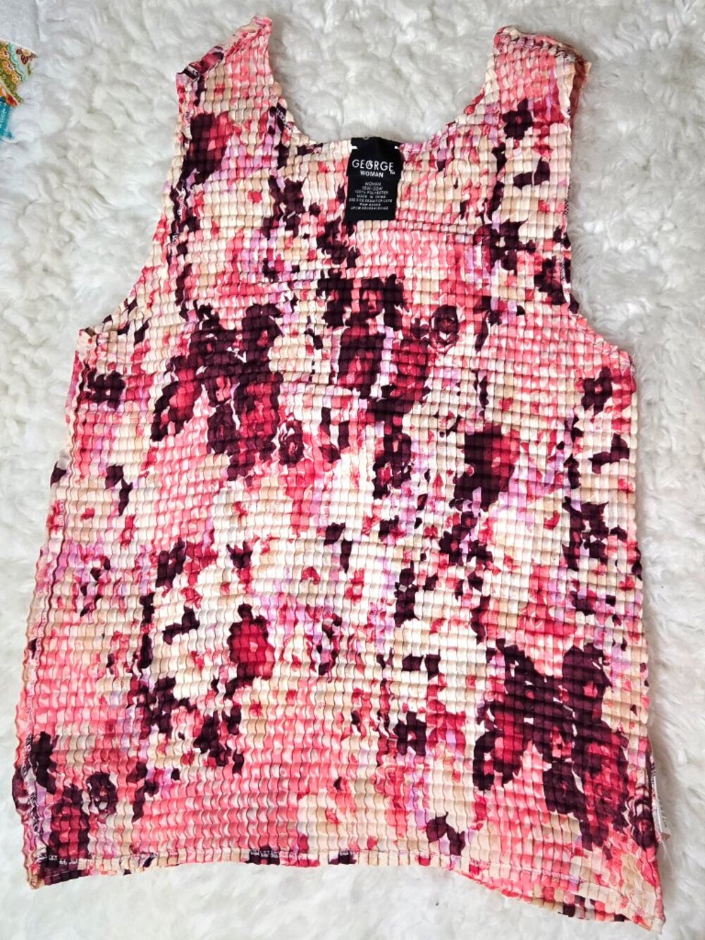 George Women Pink Floral Textured Sleeveless Top